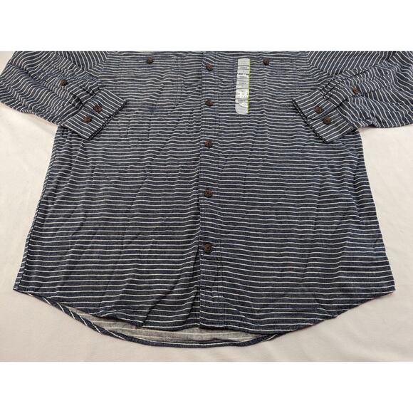 Duluth Trading Men's L‎ Free Swingin' Flannel Relaxed Fit Shirt Blue Striped - Picture 6 of 14